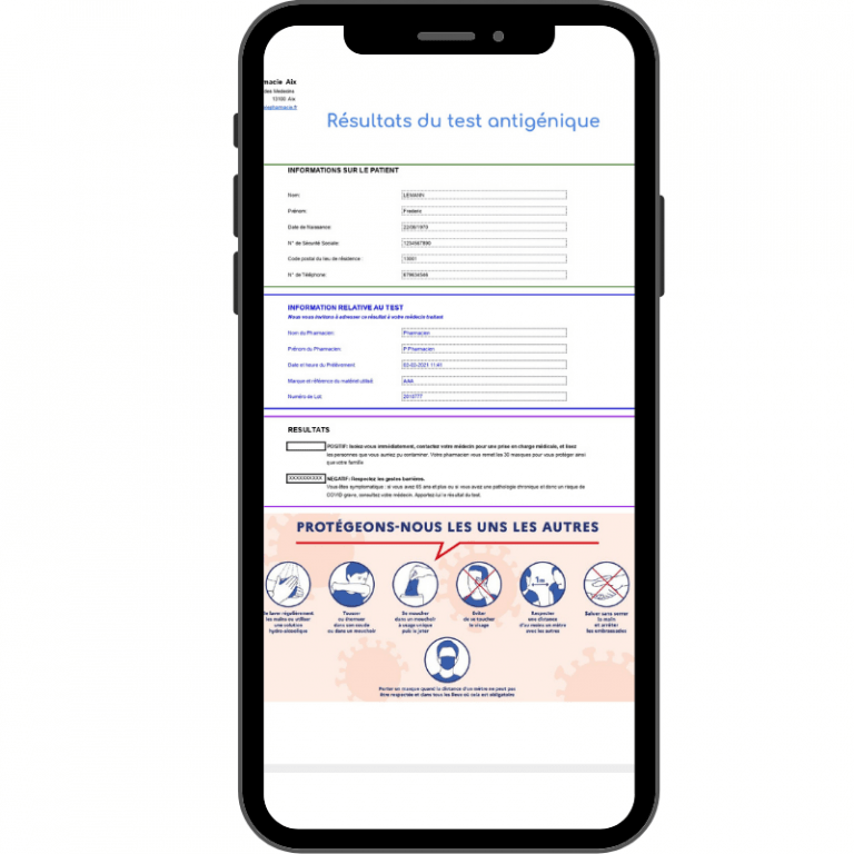 résultat covid pharmacie