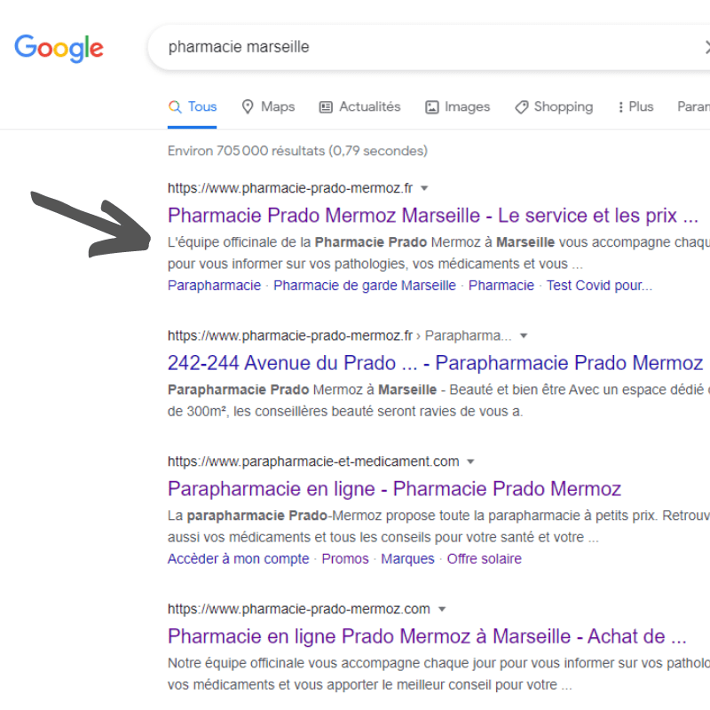 Pharmacie première position google